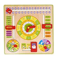 Children Wood Multifunction Cognitive Calendar Clock Early Education Toys Calendar Months Date Weather Week Season Learning Teaching Toy