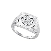 Sonia Jewels 925 Sterling Silver Mens Round Diamond Cluster Ring (1/10 Cttw)