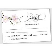 50 Blank RSVP Cards With White Envelopes-Floral & Leaves Style Response Card-RSVP For Wedding-Rehearsal Dinner-Baby Shower-Bridal Shower-Engagement Party Invitations