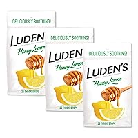Ludens Honey Lemon Throat Drops, Sore Throat Relief, 25 Count (3 Pack)