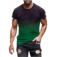 Mens Casual Stylish Short Sleeve Shirts Gradient Color Graphic Print T-Shirts Tops Trendy Clothes 2024