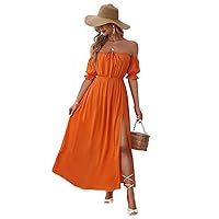 Womens Dress Off Shoulder Ruched Bust Dress Without Belt Casual Dresses for Women