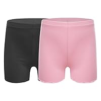 YiZYiF Kids Girls 2 Pack Ice Silk Shorts Dance Bike Shorts Gymnastics Yoga Athletic Bottom Safety Shorts Under Party Dress