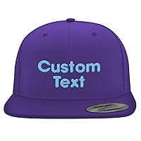 Custom Text - Yupoong 6089 Structured Flat Bill Snapback Hat CP07 | Personalized Unisex Baseball Cap | Your Design Here