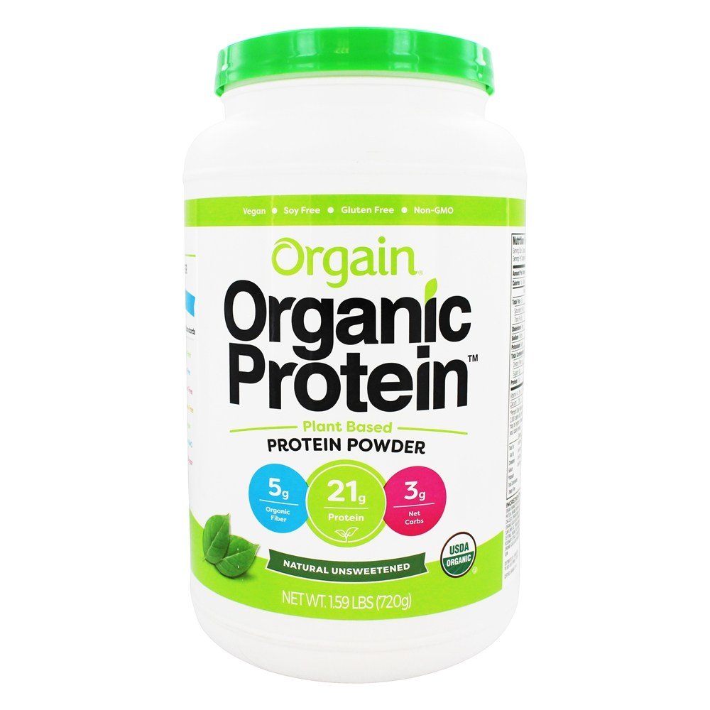 Orgain Organic Plant Based Protein Powder, Natural Unsweetened - Vegan, Low Net Carbs, 1.59 Pound & Organic Plant Based Protein + Superfoods Powder, Vanilla Bean - Vegan, Non Dairy, 2.02 lb