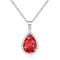 Diamond Teardrop Pendant Necklaces for Women Crystals Birthstone Costume Jewelry Gifts for Women，Gold Plated 17.92 + 1.97 inch Chain