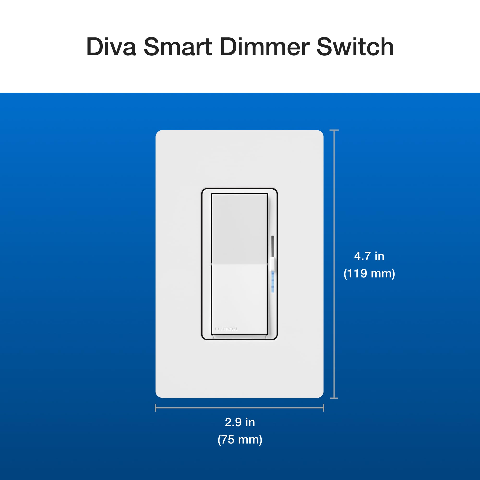 Lutron Diva Smart Dimmer Switch 3-Way Kit with Pico Paddle Remote and Wire Label Stickers | Compatible with Alexa, Apple Home, and The Google Assistant (Hub Required) | DVRF-PKG1D-WH | White
