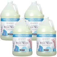 Ginger Lily Farms Botanicals Nourishing Body Wash, Island Tranquility, 100% Vegan & Cruelty-Free, Green Tea Lemongrass Scent, 1 Gallon Refill (Pack of 4)