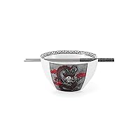 Dragon Ramen Bowl with Chopsticks Ceramic Bowl Stainless Steel Chopsticks Japanese Style Udon Miso Noodle Soup Bowls Housewarming Wedding Gifts Designed in Korea (Black, 20oz)