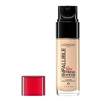 L'Oreal Paris Makeup Infallible Up to 24 Hour Fresh Wear Lightweight Foundation, Ivory, 1 Fl Oz.