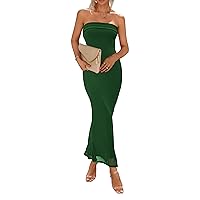 KIRUNDO Women's 2024 Summer Bodycon Maxi Tube Party Cocktail Dresses Strapless Sexy Elegant Wedding Guest Formal Dress