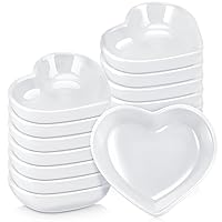 Zopeal Heart Shaped Bowls Ceramic Dishes Valentine's Day Plates Multipurpose Salad Appetizer Plates Cooking Gifts for Candy Sauce Sushi Dipping Serving Wedding Anniversary Mother's Day(White, 12 Set)
