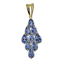 Tanzanite Natural Gemstone Pear Shape Pendant 925 Sterling Silver Party Jewelry | Yellow Gold Plated