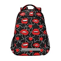ALAZA Ed Lips Hearts Stars Backpack Purse for Women Men Personalized Laptop School Bag Bookbags Stylish Casual Daypack, 13 14 15.6 inch