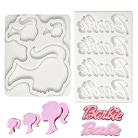 Doll Head Silicone Molds, Fondant Cake Stencil 3D Doll Head Silouette Nameplate Silicone Mold Chocolate Candy Pastry Tool Handmade Soap Polymer Clay Mould for Girls Women's Party Decorations