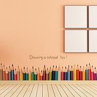 Artistic Colored Pencils Baseboard Removable Wall Sticker Decal, Children Kids Baby Home Room Nursery DIY Decorative Adhesive Art Wall Mural