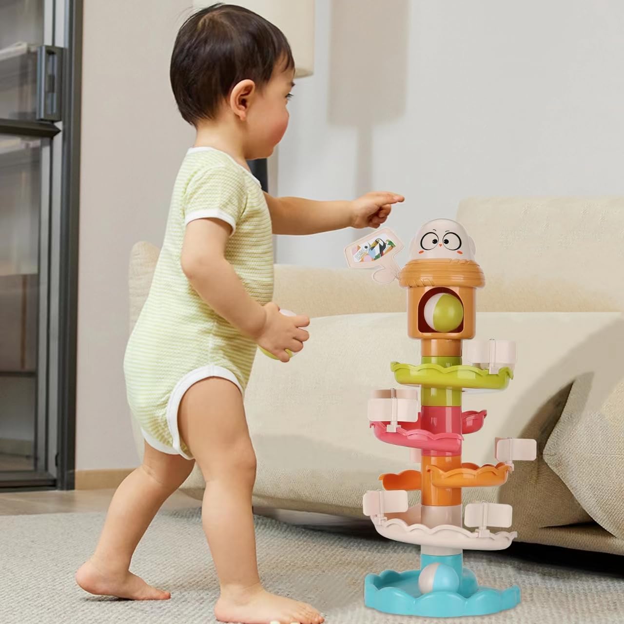 Track Ball, Ball Drop and Roll Tower, Educational Development Toys for 2, 3, 4 Years Old Boys, Girls, Toddler Activities
