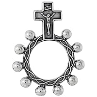 3 Styles Sterling Silver Rosary Ring One Mystery Single Decade Ring Rosary Plain and Rosebud Beads 1 11/16 inch