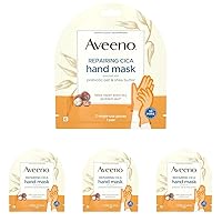Aveeno Skin Relief Repairing Hand Mask, Moisturizing Gloves with Prebiotic Oat & Shea Butter for Very Dry Skin, Hand Care for Sensitive Skin, Fragrance-Free, 1 Pair of Single-Use Gloves (Pack of 4)