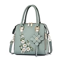 Luxury Embroidery Handbag PU Leather Tassel Crossbody Bag for Women (Color: Green, Size: 24x13x24cm)