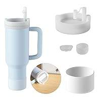 Lid Topper and Straw Cover Cap for Stanley Cup Quencher H2.0 40 oz Tumbler with Leak Stopper, Spill Stopper and Silicone Water Bottle Boot, Cup Accessories Set for Drinks Worry-Free Solution