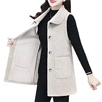 Women Spring Autumn Middle-Aged Elderly Wear Waistcoat Vest Female Imitation Lamb Wool Granular Vest Jacket