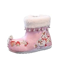E Girl Boots Shoes Embroidery Shoes Girls Hanfu Boots Winter Tang Dress New Year Cotton Kids Hiking Boots for Girls