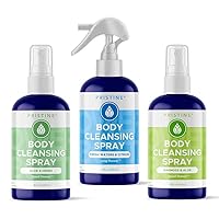 PRISTINE Body Cleansing Spray: Rinse Free Body Wash and Body Spray for Women and Men - a More Natural, Portable Shower and Body Wipes Alternative (3 Pack)