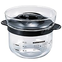 HARIO XRCN-2-B Glass Microwave Rice Pot, 1 to 2 Cups, For Microwaves, Black, 1 to 2 Cups, Made in Japan