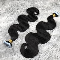 Tape In Human Hair Extensions 100g/40pcs Body Wave Human Hair Extensions Seamless Skin Weft Tape In Hair Extensions Natural Color For Woman (100g/40pcs, 12inch)