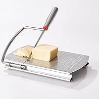 Multipurpose Cheese Slicer Cutter, Stainless Steel Cheese Cutter Board with Blade for Block Cheese, Effortless Slicing, Guillotine Sausage Ham Biltong Jerky Slicer