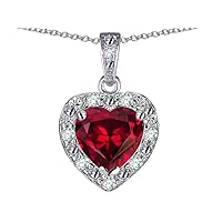 10k White Gold Heart Shape Halo Pendant Necklace