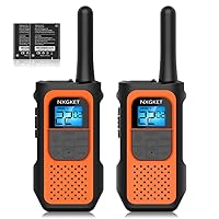 Walkie Talkies for Adults 2 Pack, Rechargeable Long Range Walkie Talkie 2 Way Radios 22 Channels VOX Scan LCD Display with Li-ion Battery USB-C Cable for Gift Family Camping Hiking, Orange