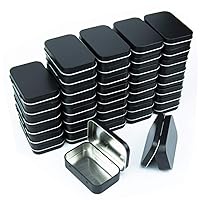 Metal Rectangular Empty Hinged Tins - Black Mini Portable Box Containers Small Storage Kit & Home Organizer for Storage Drawing Pin Candies Jewelry Crafts(Black, 40 Pack)