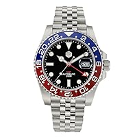 San Martin SN015G Bi-directional Ceramic Bezel GMT Luxury Men's Watch Sapphire Cyclops 20 Bar Waterproof Stainless Steel Wristwatches