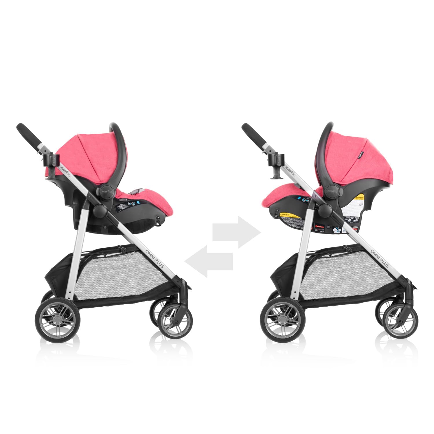 Evenflo Omni Plus Modular Travel System with LiteMax Sport Rear-Facing Infant Car Seat (Brizo Pink)