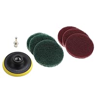 Tile Scrubber Metal Polishing Cleaning Pads Brushes Drill Attachment Cleaner Tool with Shaft,Drill Brush Power Scouring Pads, 3 Red, 3 Stiff Green Scrubber Pads, Drill Brush Power Scouring Pads,