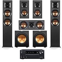 Klipsch Reference Series 5.2 Home Theater Pack with 2X R-625FA Floorstanding Speakers, R-52C Center Channel Speaker, 2X R-41M Bookshelf Speakers (Speaker System + 2X Subwoofer + Receiver)