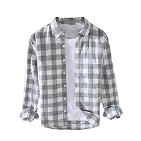 Autumn Plaid Shirts Fresh Style Classic Youth Campus Student Square Collar Long Sleeve