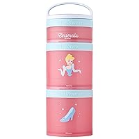 Whiskware Disney Princess Stackable Snack Containers for Kids and Toddlers, 3 Stackable Snack Cups for School and Travel, Cinderella