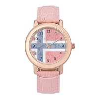 Norway Paisley Flag Casual Watches for Women Classic Leather Strap Quartz Wrist Watch Ladies Gift