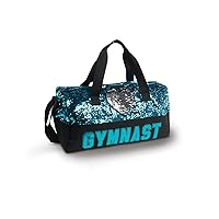 Gymnastics Duffle Bag Turquoise Silver Sequin Heart by Dansbagz