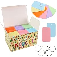 Koogel 1080 Pcs Colored Index Cards, 6 Kinds Colored Notecards Index Cards Flash Cards Blank for School Learning Memory Recipe Cards Child 's Game