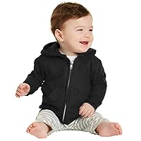 INK STITCH Infant Baby Unisex Core Fleece Full- Zip Hooded Sweatshirt - Black - 12M