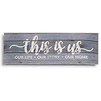 Stretched Canvas Quotes Wall Art Decor, This is Us Our Life .Our Story.Our Home Wall Decor- 8 x 24 Rustic Wall Art Sign- Farmhouse Decor Faux Plaque Sign