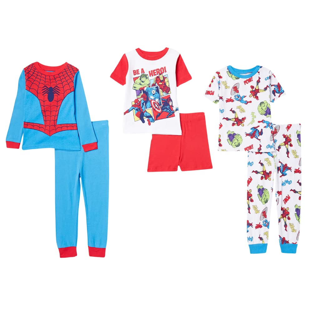 Marvel Boys' The Avengers 6-Piece Snug-Fit Cotton Pajamas Set