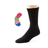 Hanes Men's Cushion Crew Socks 12-Pack (Black) with 12 Free Sock Clips
