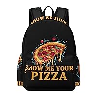 Show Me Your Pizza Backpack Printed Laptop Backpack Casual Shoulder Bag Business Bags for Women Men
