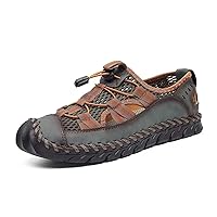 Mens Hiking Sandals Closed Toe Athletic Sport Sandals Leather Athletic Lightweight Trail Walking Casual Water Shoes