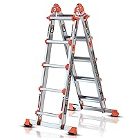 Ladder, A Frame 5 Step Ladder Extension, 17 Ft Anti-Slip Multi Position Ladder, Storage Folding Ladder, 330 lbs Security Load Telescoping Aluminum Ladders for Stairs Home Indoor Outdoor Roof